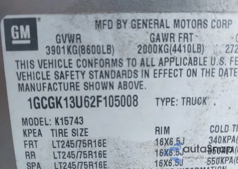 2002 Chevrolet Silverado 1500Hd Lt z USA, uszkodzony, nr VIN 1GCGK13U62F105008